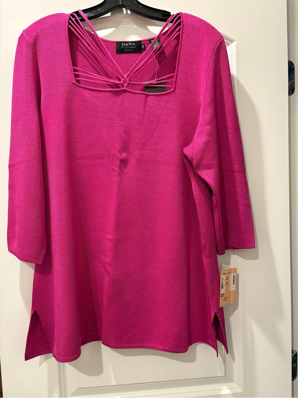 NWT Dana Buchman Fuchsia/Freesia  Knit Tunic with Strappy Back Detail